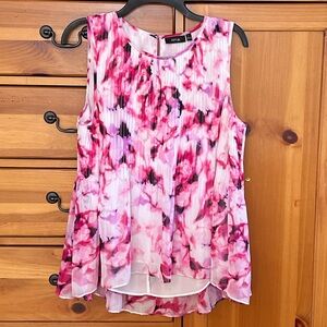 Pink and White Sleeveless Blouse